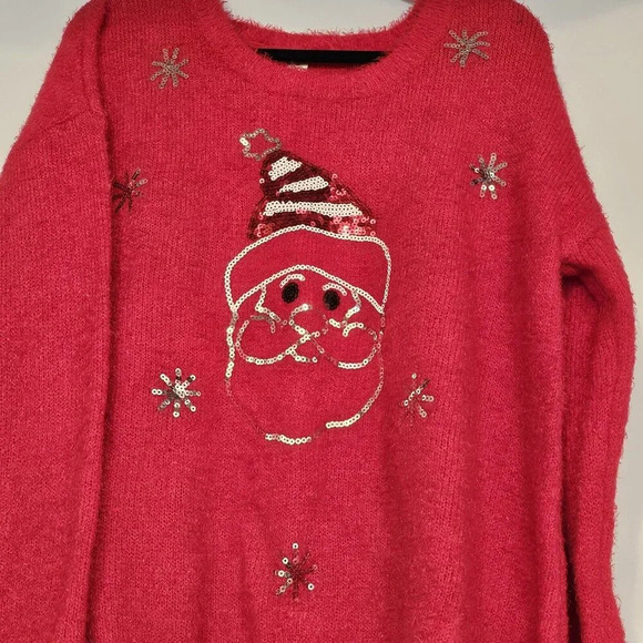Red Ugly Christmas Sweater Santa Sequins XXL - Picture 5 of 8